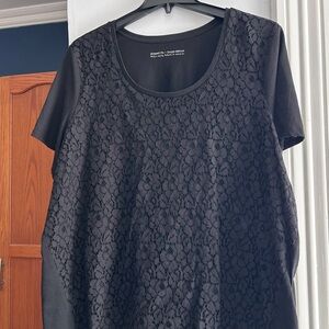 George Black Lace Short Sleeve Top